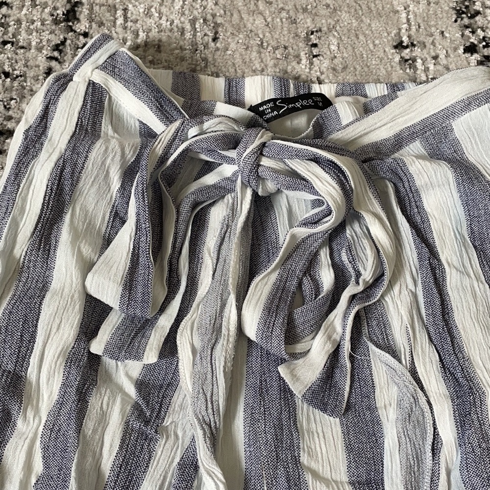 Simplee Stripped Ruffled Pants - Picture 3 of 4